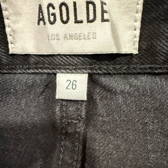 AGOLDE 90’s Short Black High Rise Button Fly Cut Off Denim Shorts Size 26 - Picture 5 of 6